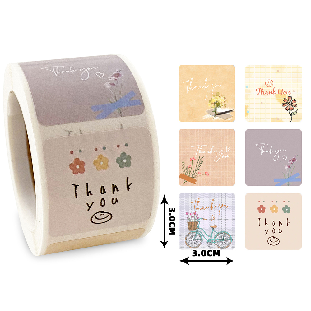 Wedding Sutra - 50-300 個かわいい漫画花ありがとうステッカーホリデー/誕生日/ウェディングパーティーギフト装飾シールステッカーベーキング封筒ラベル
