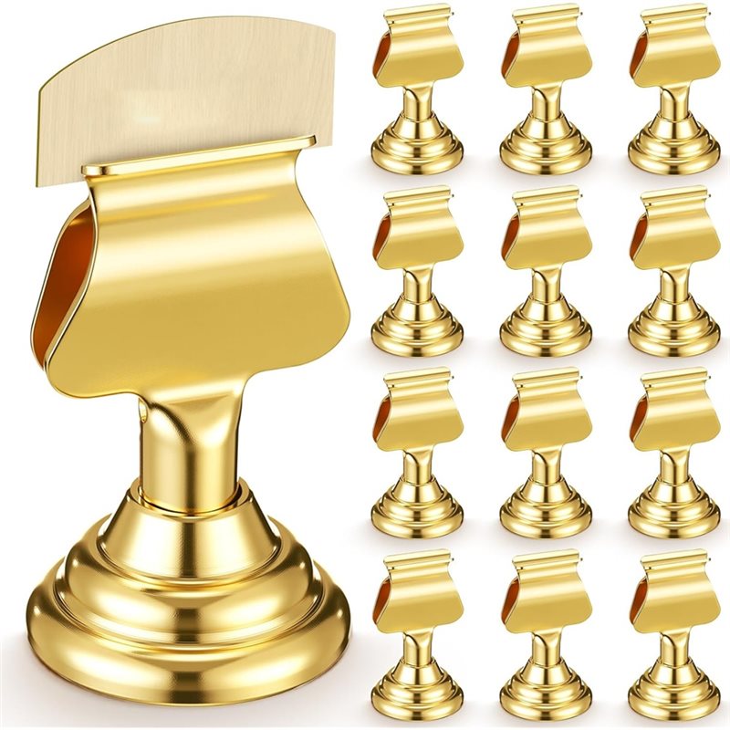 Table Number Gold - 最新モデル 12個入り ゴールド ミニ席札ホルダー クリップ 1.7インチ