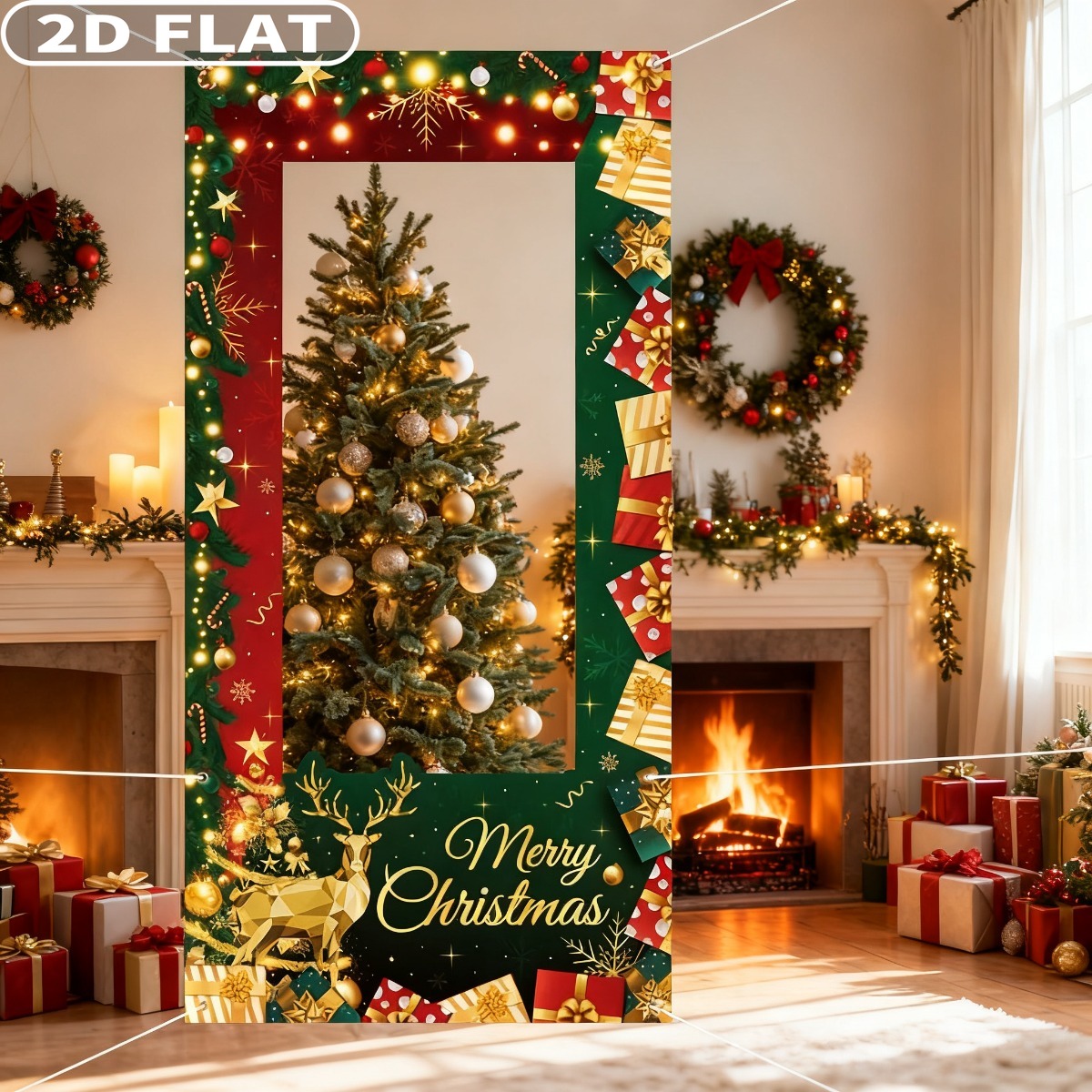 Photo Booth Prop - 2D フラット 1 個 グリーン クリスマス