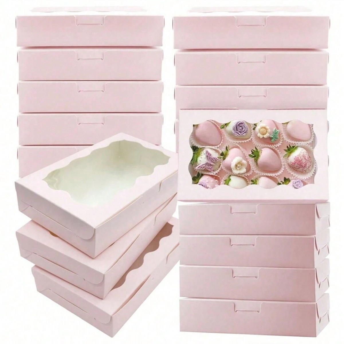 Wedding Supply.Box - 10/30/50 個クラフト紙ケーキキャンディボックス長方形オープンウィンドウ結婚式チョコレートギフト包装ボックスベーキングパーティー用品新