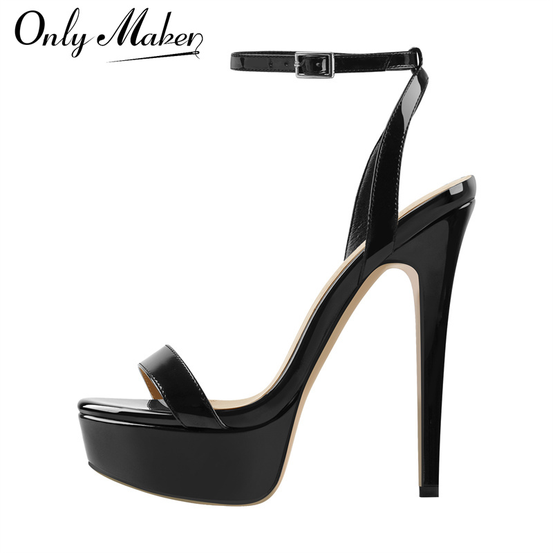 Wedding Super - Onlymaker 女性プラットフォームスティレットハイヒールラウンドオープントゥアンクルストラップセクシーなヒールウェディングパーティードレスサンダル