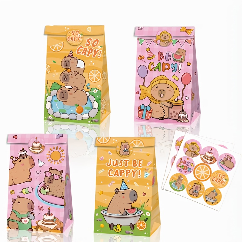 Wedding Supply.Box - 12/24/48 個カピバラキャンディバッグ誕生日パーティー用品お祝いパーティーギフトバッグ漫画パターンサプライズボックス紙袋