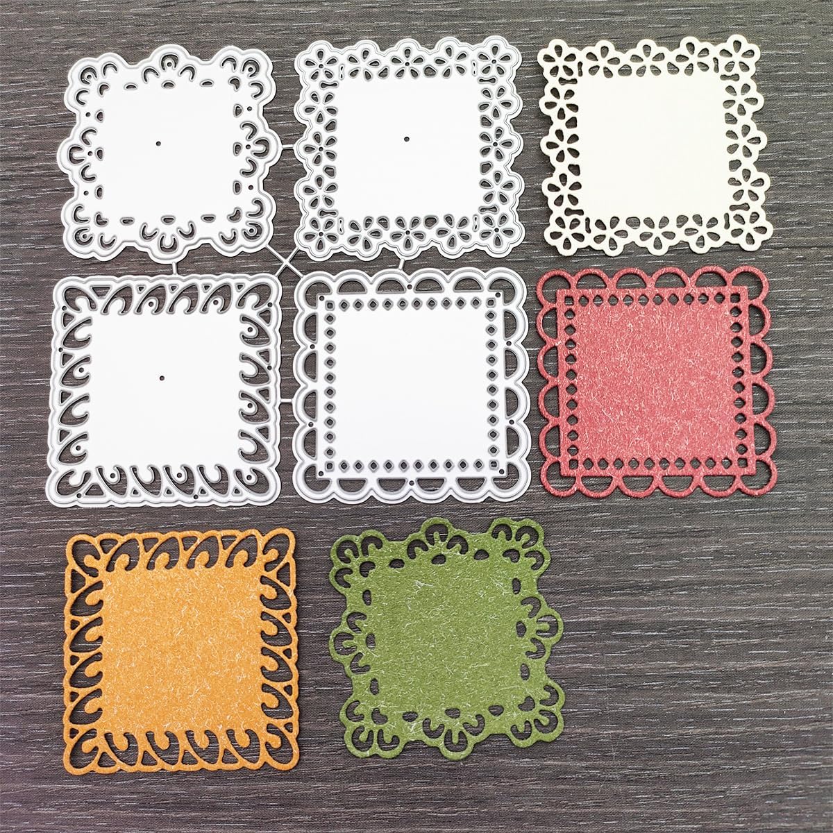 Wedding Sutra - シルバーグレーの金属製カッティングモールドスクエアレース、DIYスクラップブックアルバム装飾、カード封筒装飾、手工芸品に最適