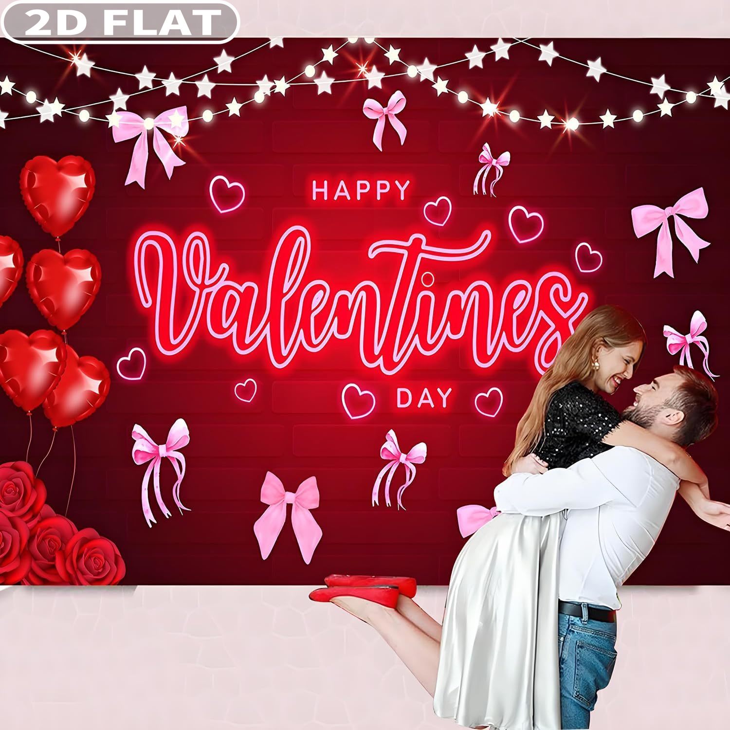 Photo Booth Prop - 2D フラット 1個 ハッピーバレンタインデー パーティー フォトブース小道具