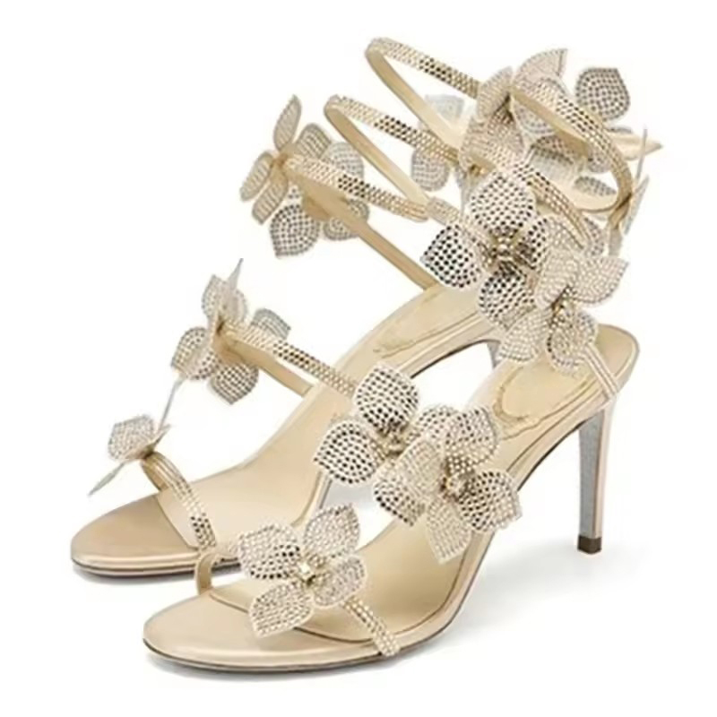 Wedding Super - Eilyken-女性のオープントゥサンダル,花柄のグラディエーターシューズ,アンクルストラップ,花,ストリートスタイル,セクシー,宴会,プロム用