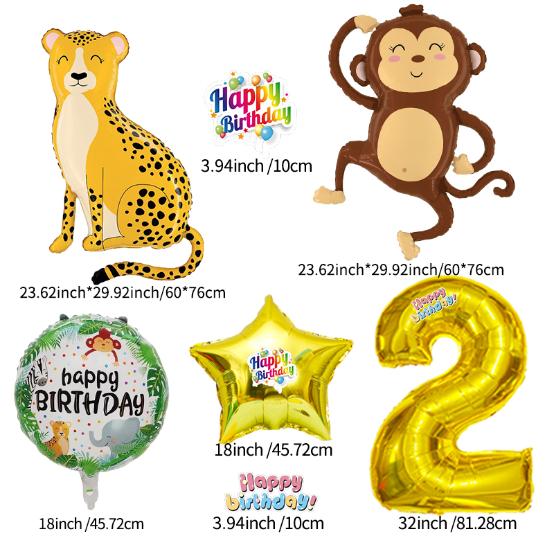 モンキーレオパード動物園数字0-9ジャングルアニマルバルーン - Wedding Zoo のレビューと価格
