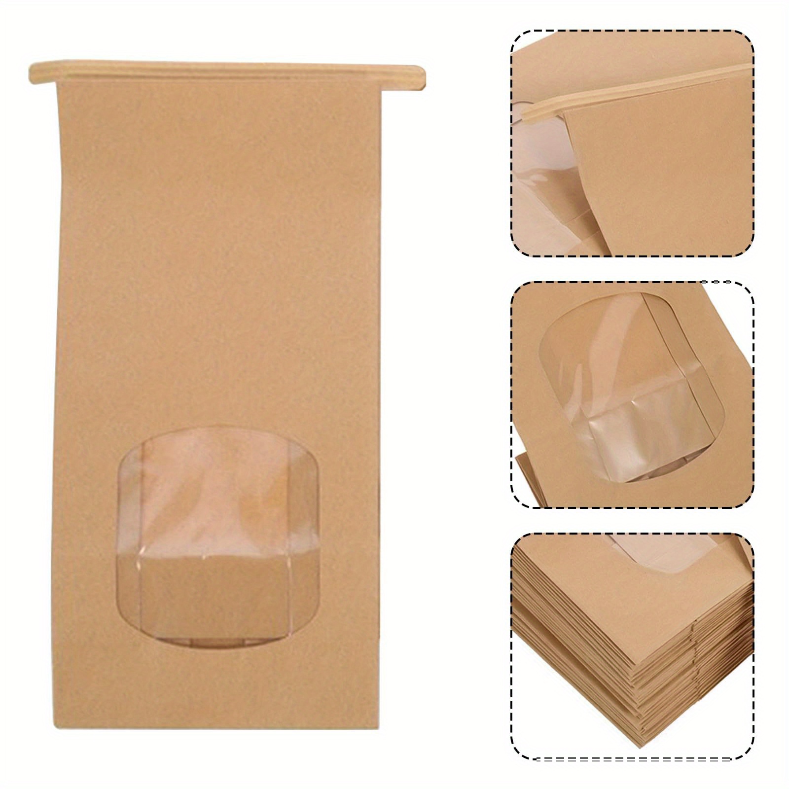観察窓付き茶色の紙袋30枚 - 6.69X3.54X2.36 - Wedding Supply Company のレビューと価格