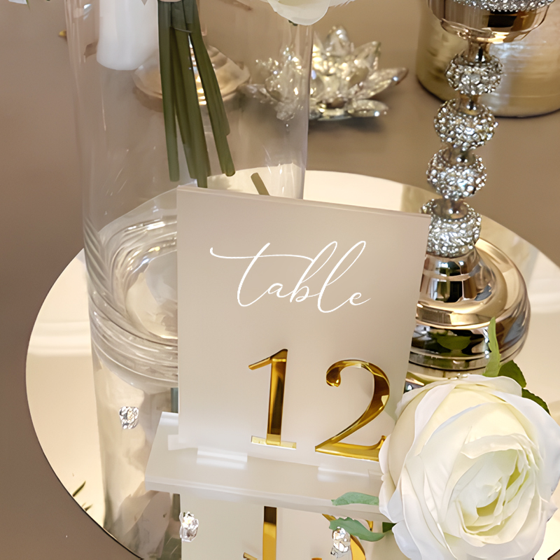 アクリル製テーブルナンバー ウェディングテーブルナンバー装飾 - Table Number Gold のレビューと価格
