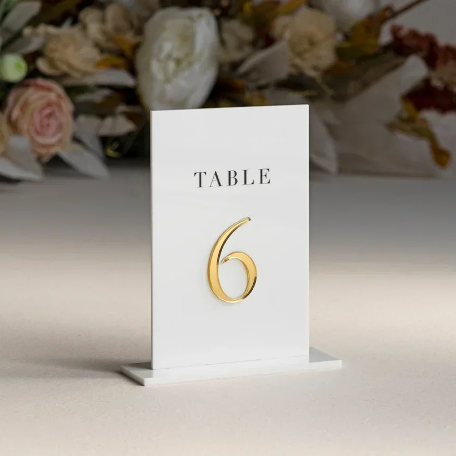 黒金のテーブルナンバー 高級ウェディングサインデコレーション - Table Number Gold のレビューと価格