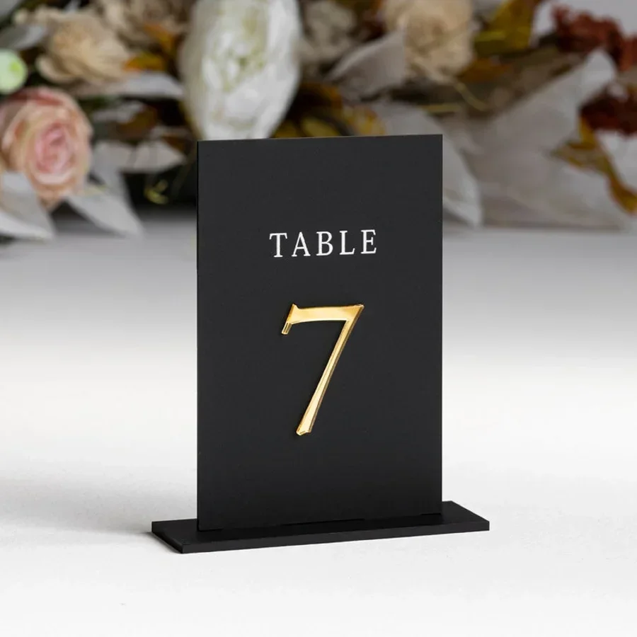 黒金のテーブルナンバー 高級ウェディングサインデコレーション - Table Number Gold のレビューと価格
