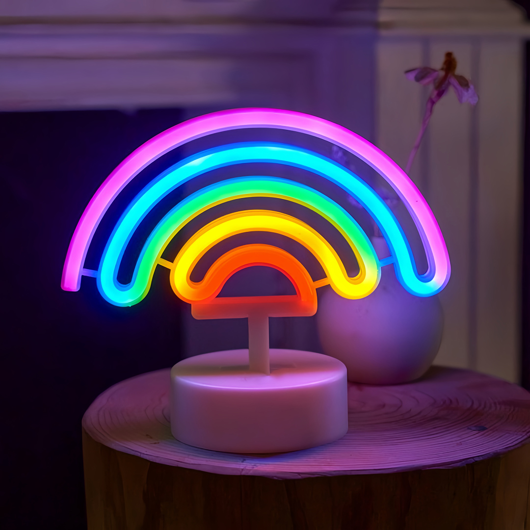 かわいいレインボーネオンライト、USBまたは電池式、家庭用、 - Wedding Power Supply のレビューと価格