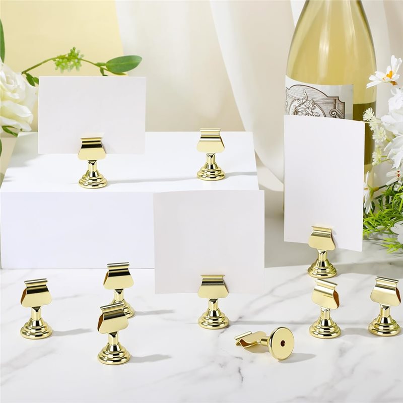 最新モデル 12個入り ゴールド ミニ席札ホルダー クリップ - Table Number Gold のレビューと価格