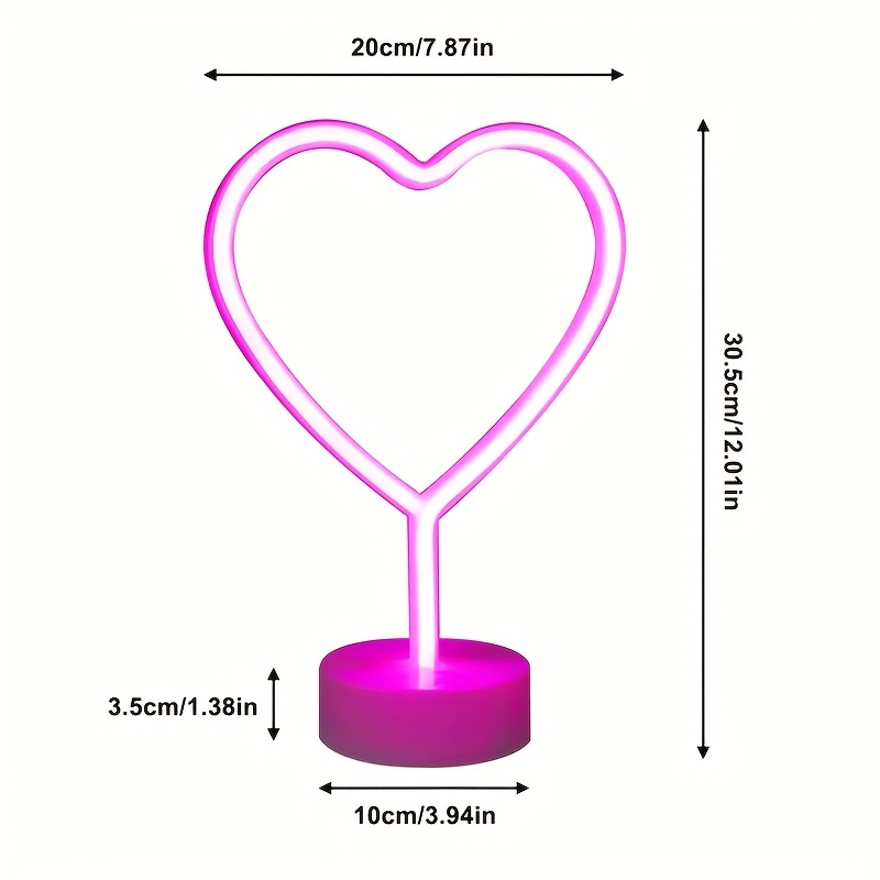ハート型のネオンライト、バッテリーまたはUSB電源、ギフトベ - Wedding Power Supply のレビューと価格