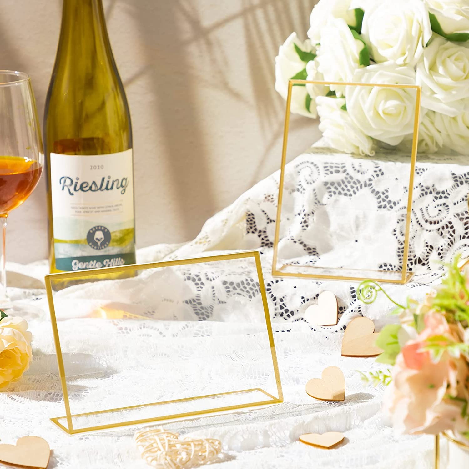 アクリル金フレームの看板,結婚式のテーブルの番号ホルダー,明 - Table Number Gold のレビューと価格