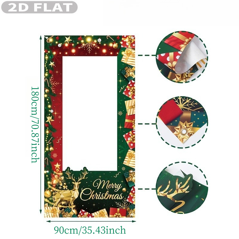 2D フラット 1 個 グリーン クリスマス パーティー フ - Photo Booth Prop のレビューと価格