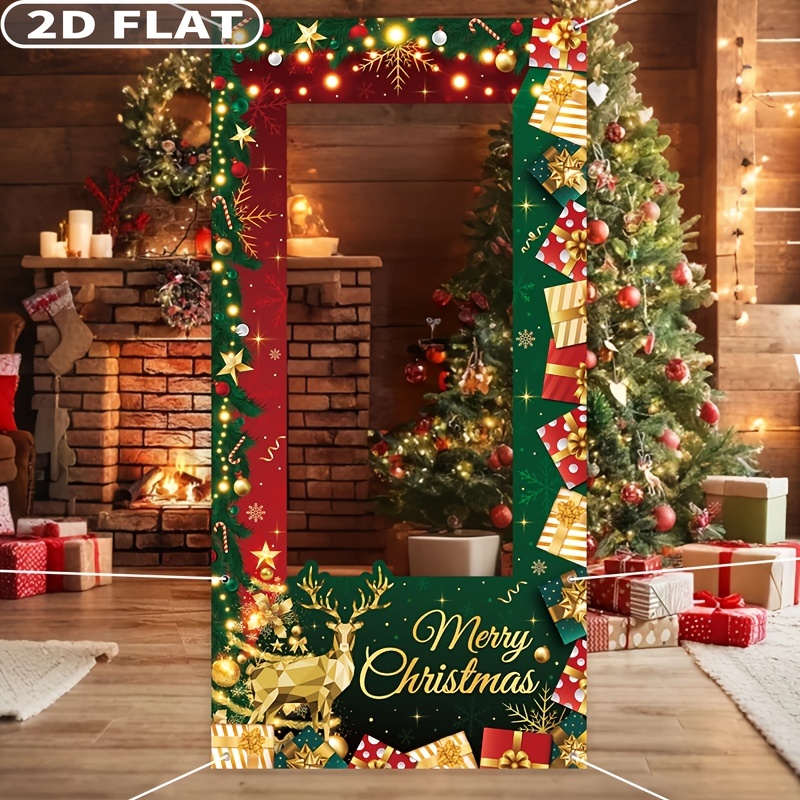 2D フラット 1 個 グリーン クリスマス パーティー フ - Photo Booth Prop のレビューと価格
