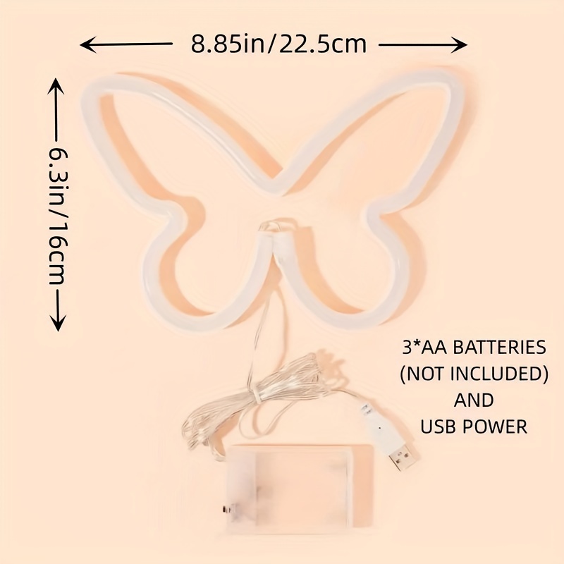 LED バタフライ ネオンライト、USB またはバッテリー駆 - Wedding Power Supply のレビューと価格