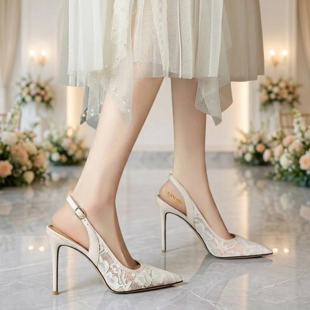 セクシーなシャープトゥレースミュール レディース - Yue - Wedding Super のレビューと価格