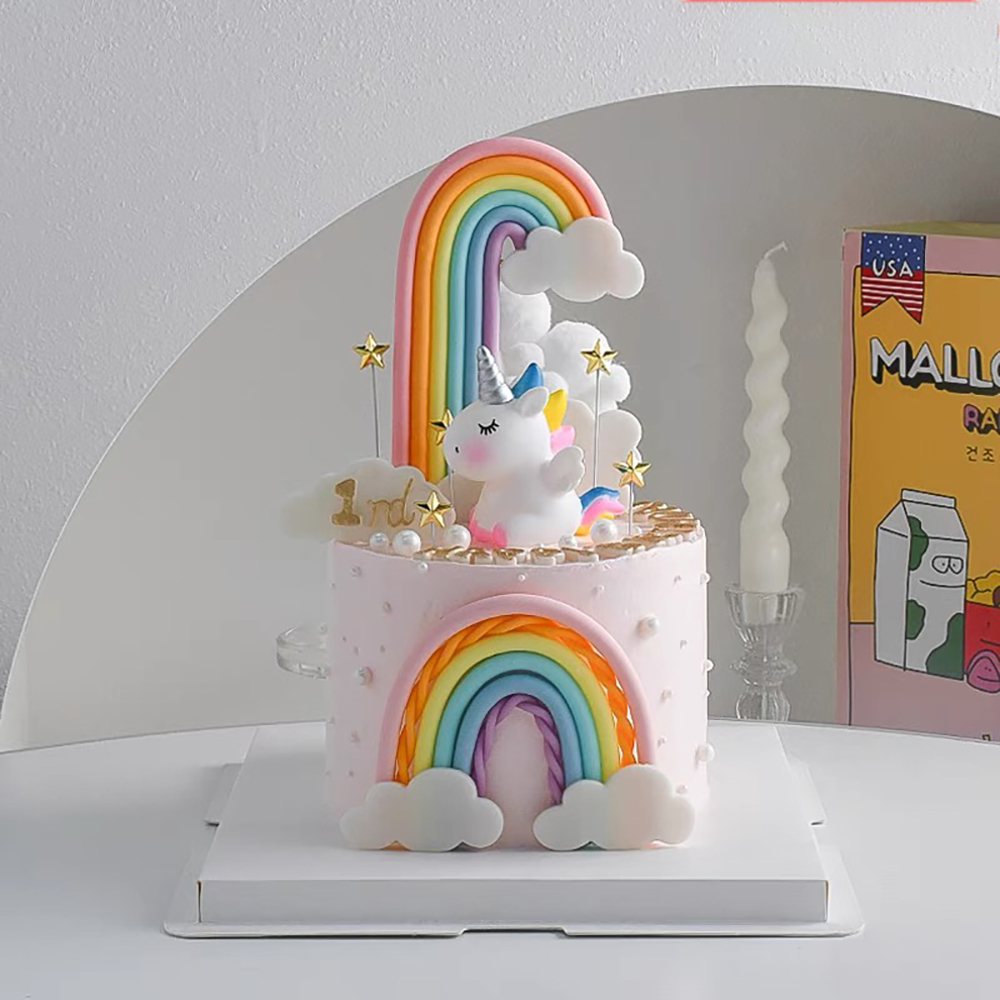 カラフルなユニコーンテーマのレインボーケーキトッパー 結婚式 - Wedding Supply Kit のレビューと価格