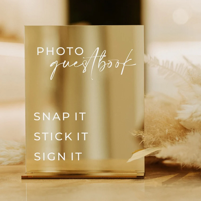 長方形の金の鏡の結婚式の看板、テーブルの装飾、写真のゲストブ - Table Number Gold のレビューと価格
