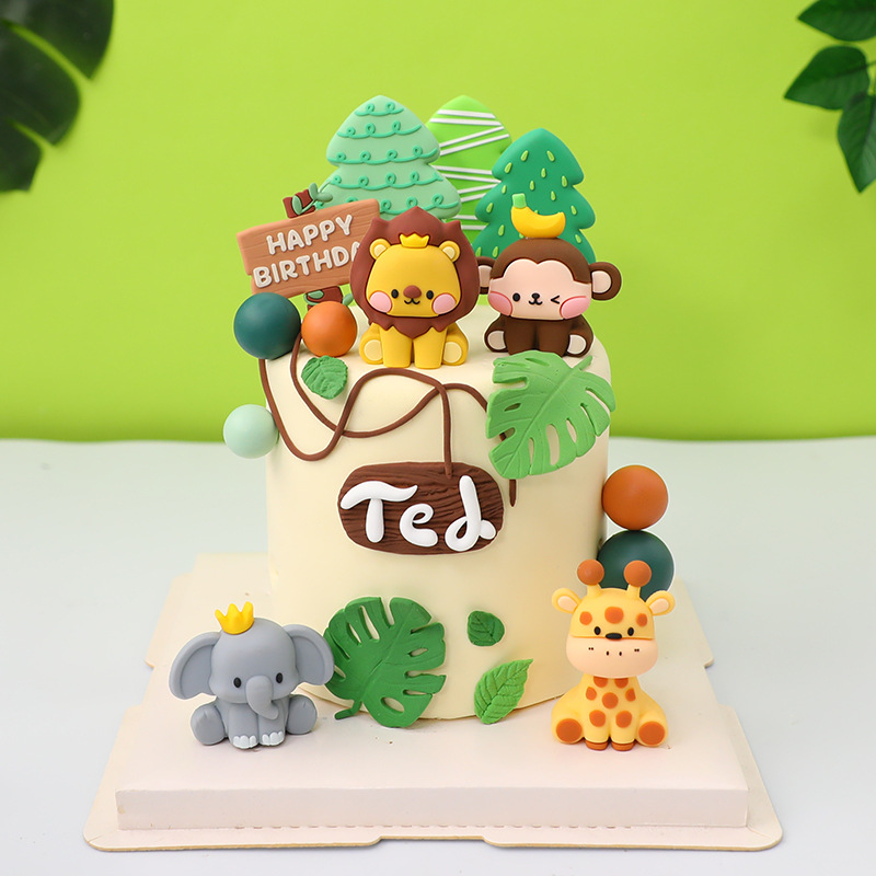 子供のための森とジャングルの動物のケーキの装飾、誕生日パーテ - Wedding Zoo のレビューと価格