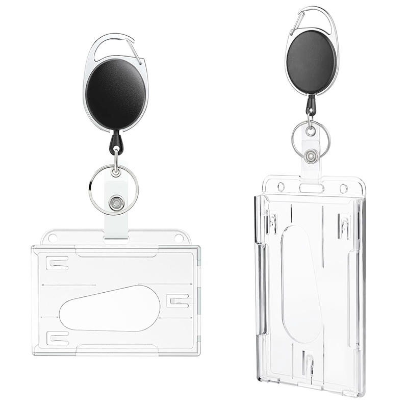 透明カードスロット付きIDタグバッジホルダー、バッジリール、 - Place Card Holder のレビューと価格