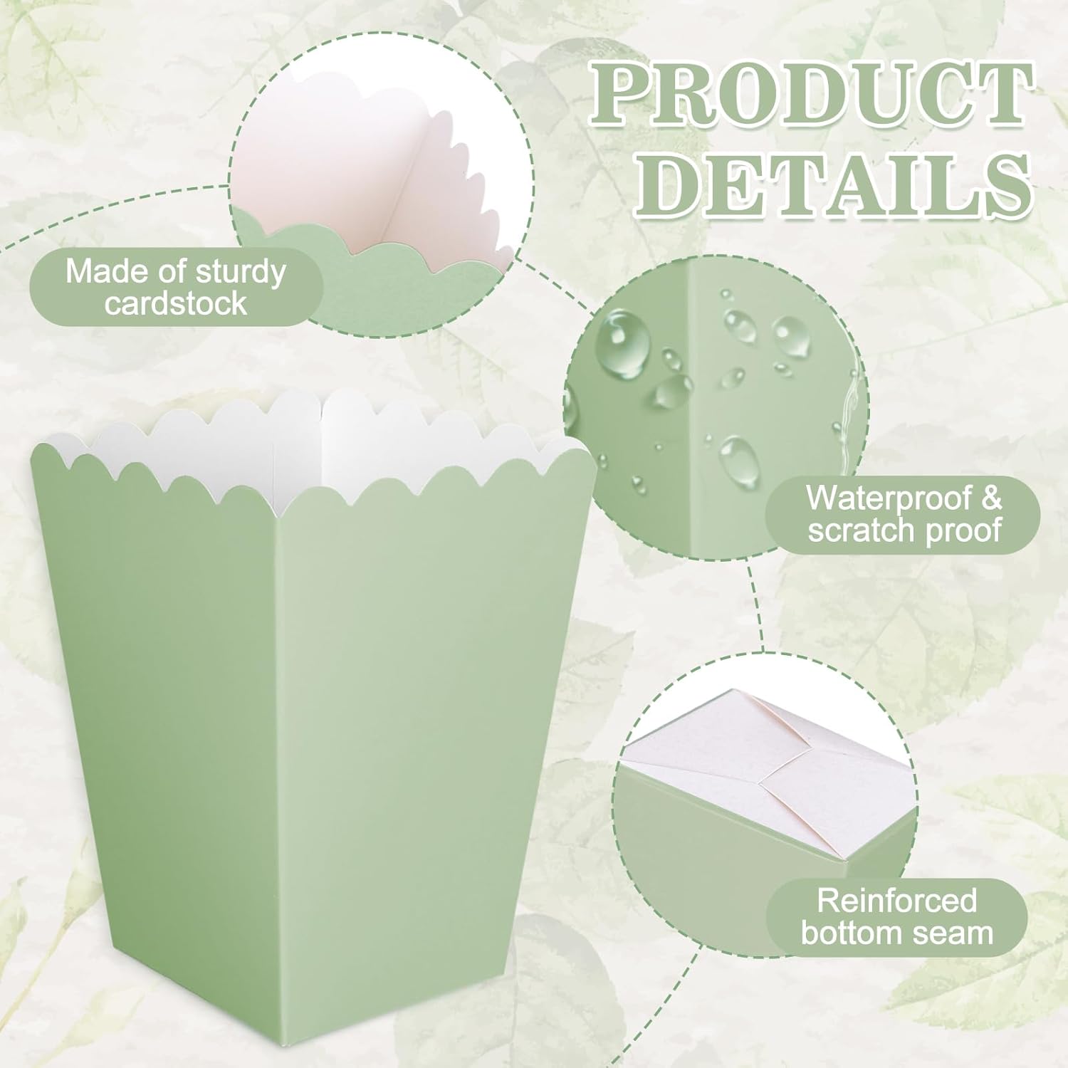 12 個セージグリーンミニポップコーンボックスグリーンポップ - Wedding Supply.Box のレビューと価格