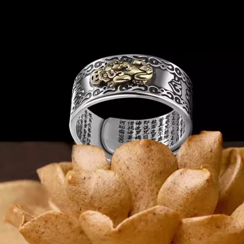 開口部調整可能な S990 スターリングシルバー貔貅リング男 - Wedding Sutra のレビューと価格