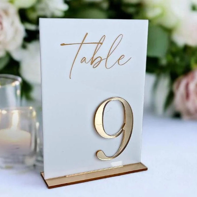 結婚式のテーブル番号（セレモニーとレセプション用） ゴールド - Table Number Gold のレビューと価格